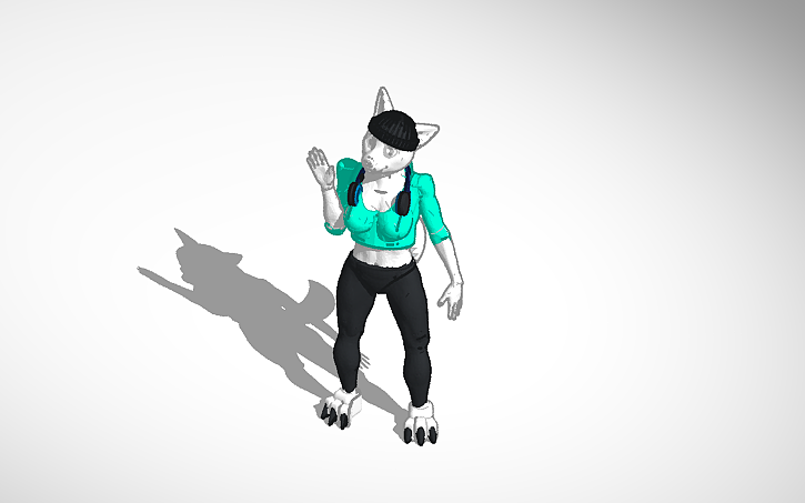 3D design Female Furry Standing and Waving - Tinkercad