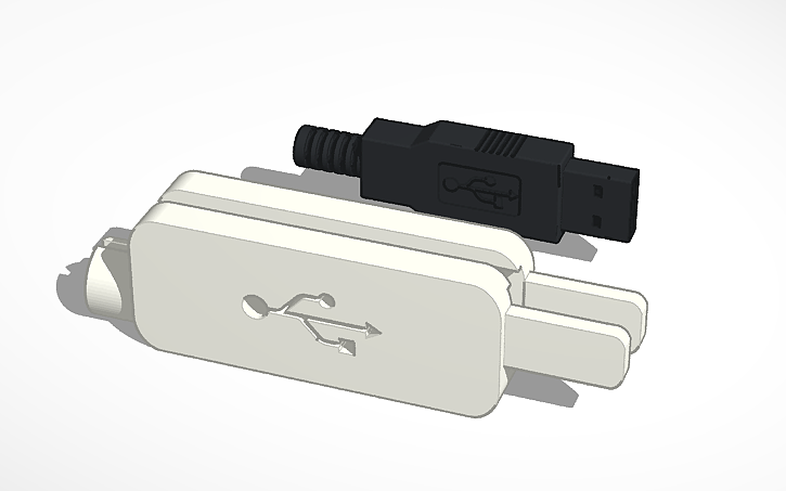 3D design USB Type A Holder & Clip - Tinkercad