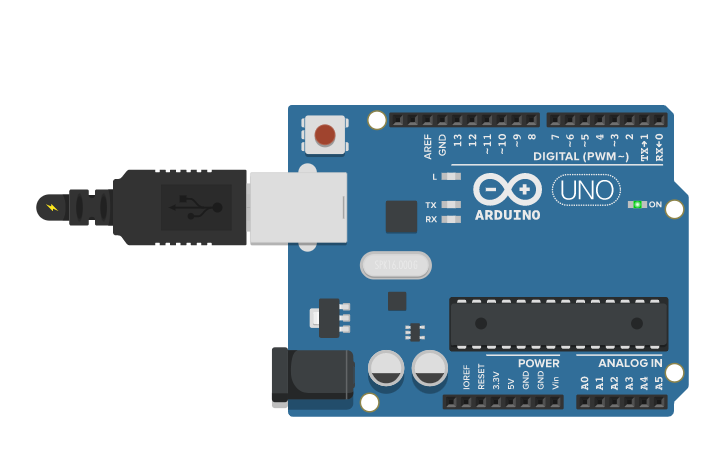 Circuit design Arduino UNO Aufgabe 1 LED Status | Tinkercad