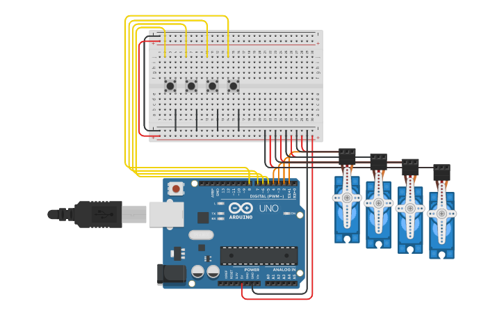 Circuit design Controle de Servos por Grau - Tinkercad