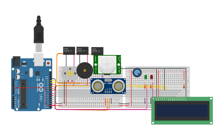 Circuit design Ultrasonic Sensor - Tinkercad