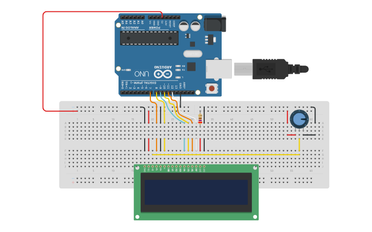 Circuit design Arduino Lesson 11. LCD Displays | Tinkercad