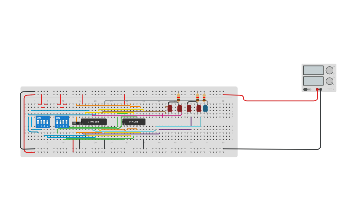 Circuit design 4 Bit ADDER/ SUBTRACTOR - Tinkercad