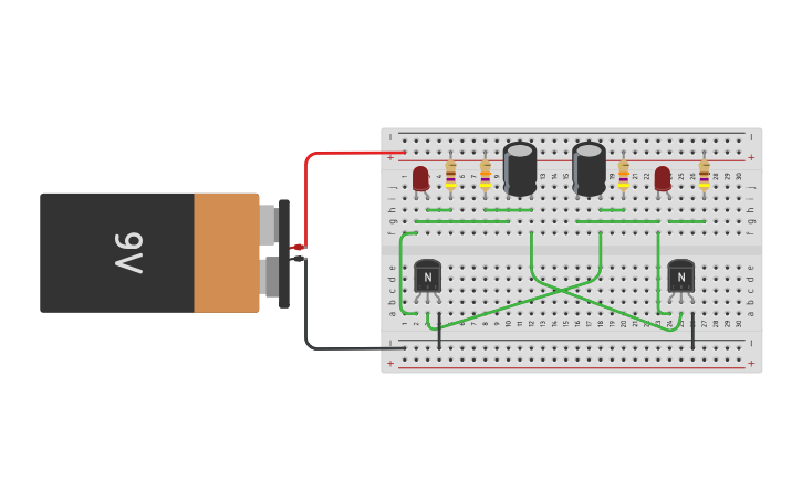 Circuit design Flashing LED Circuit - Jaden Tseng | Tinkercad