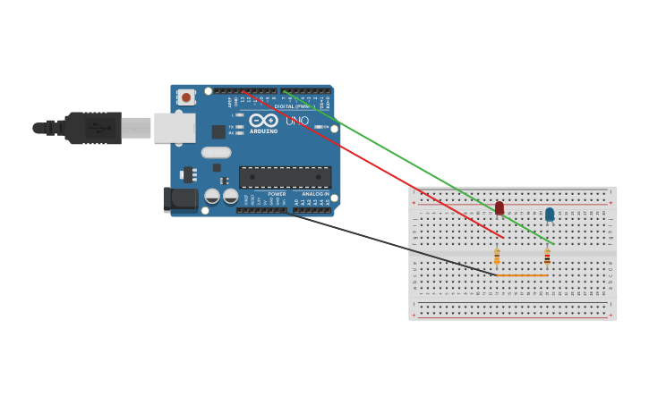 Circuit design TWO Blinking LED - Tinkercad