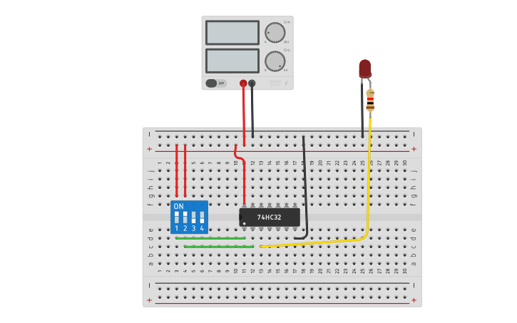 74hc32 Connection Arduino Circuit design OR GATE 74HC32 - Tinkercad