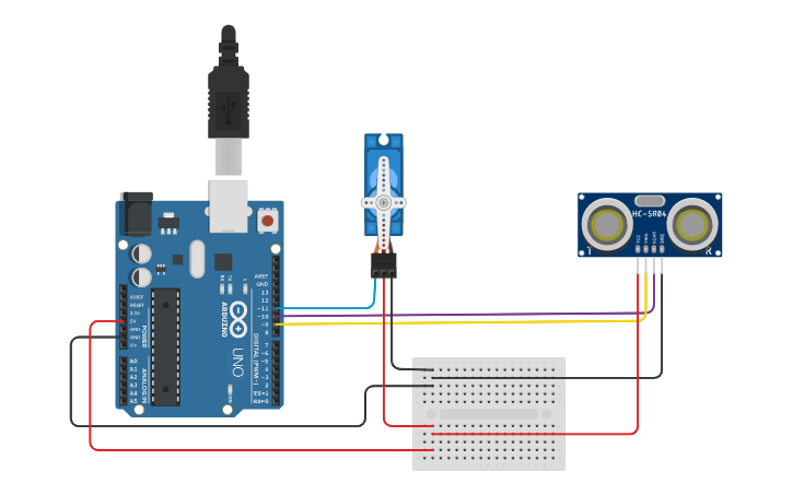 Circuit design Arduino Radar Project - Tinkercad