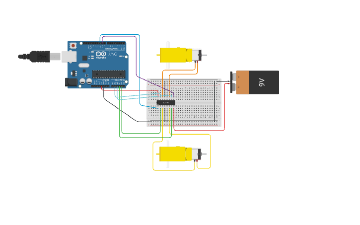 Circuit design 10MECH sumobot MOTOR circuit | Tinkercad