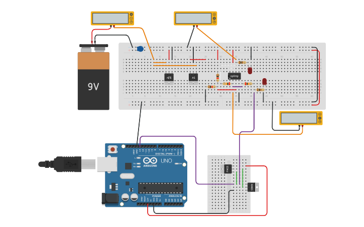 Circuit design Lab 1 Inverting Op Amp | Tinkercad