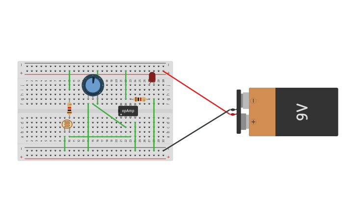 Program Using Op Switch Circuit design Light Activated Switch Using Op-amp - Tinkercad