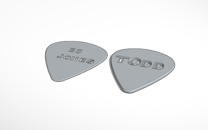 Customizable Guitar Pick Tinkercad