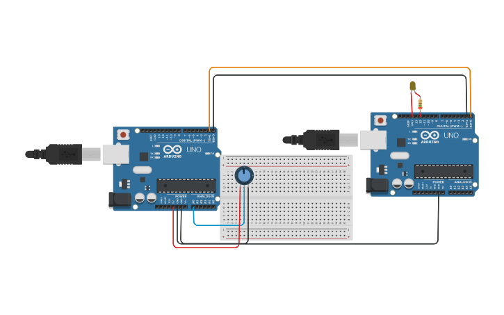 Circuit design Uart- dois arduino | Tinkercad