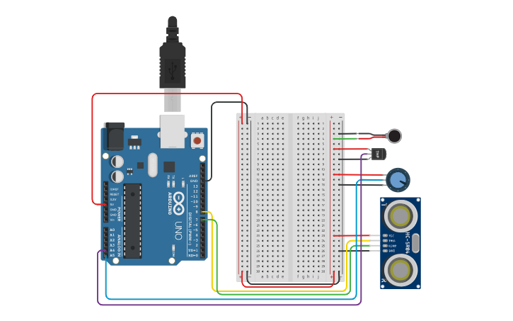 Circuit design Sensores - Tinkercad