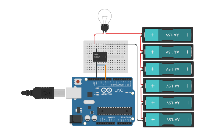 Circuit design Lamp Control by a Relay using Arduino UNO - Tinkercad
