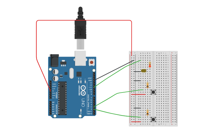 Circuit design interrupciones arduino - Tinkercad