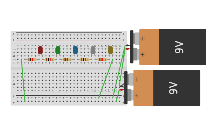 Circuit design Parallel LED - Tinkercad