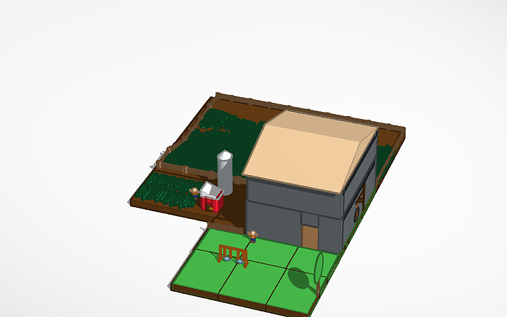 3D design Farm house with feild - Tinkercad