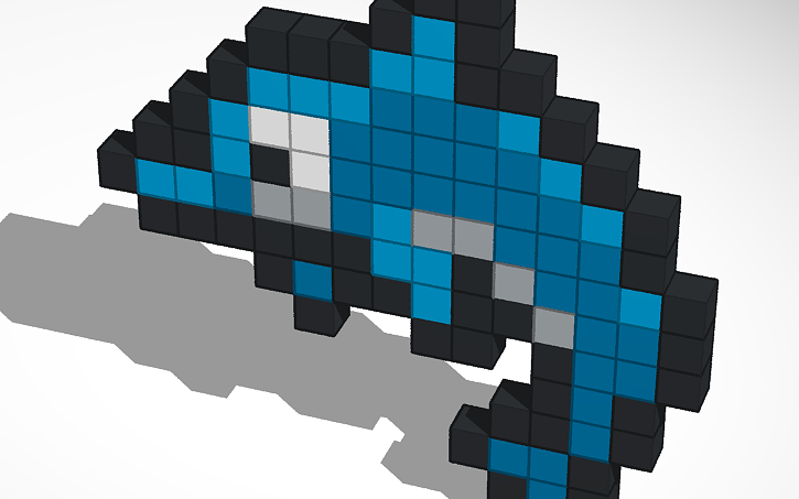 3d Design Dolphin Pixel Art Tinkercad