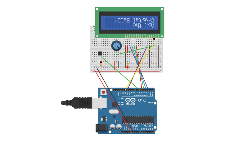 Arduino Crystal Ball Code Example Circuit design Arduino Crystal Ball - Tinkercad