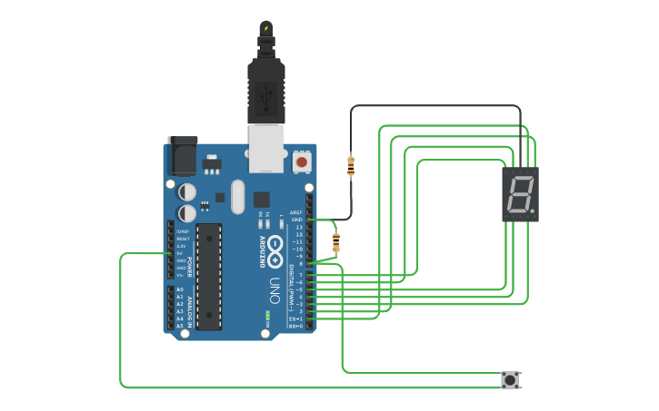 Circuit design 7 segment - Tinkercad