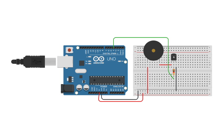 Circuit design 5c-Interfacing Buzzer with Arduino - Tinkercad