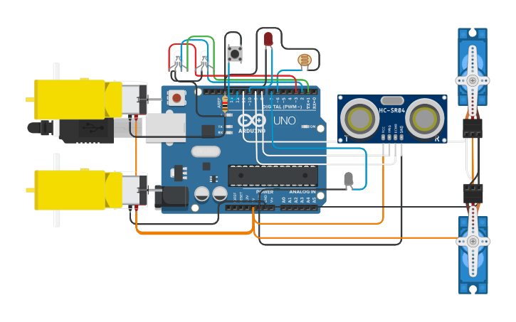 Circuit design Obstacle Sensing Robot - Tinkercad