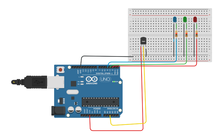Circuit design Temperature Sensor - Tinkercad
