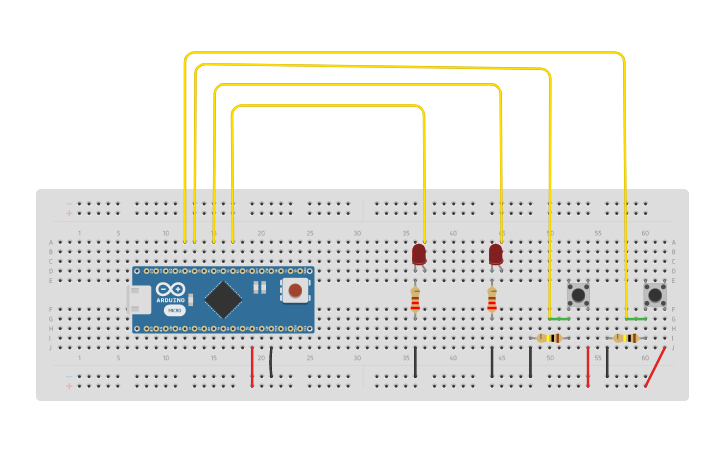 Circuit design 2 Taster mit Pull-down Widerstand - Tinkercad