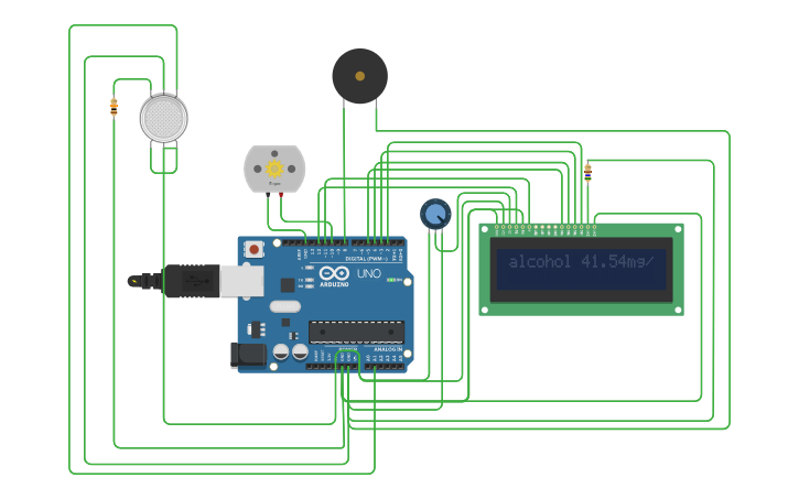 Circuit design Alcohol detector - Tinkercad