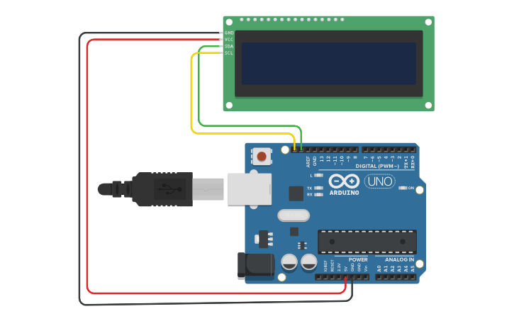Circuit design Studio del DISPLAY LCD - Tinkercad