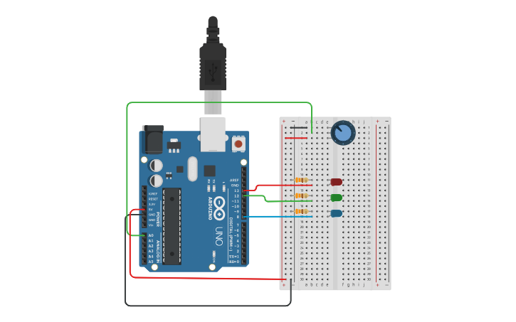 Circuit design Potentiometer - Tinkercad