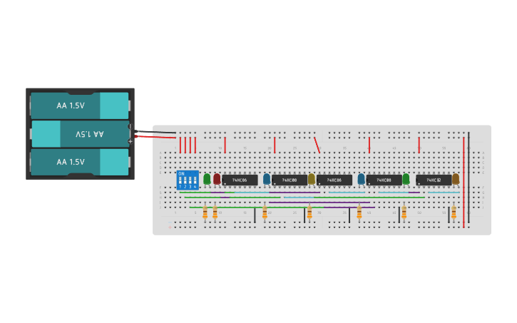 7486 Layout Circuit design Examen. 7486, 7408, 7486, 7408, 7432 - Tinkercad