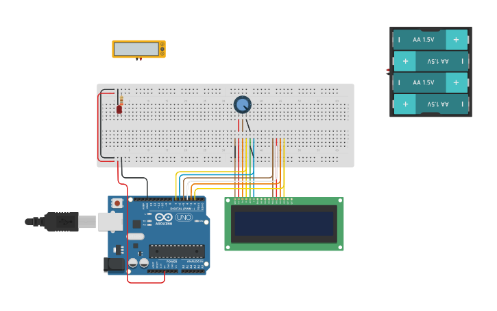 Circuit design Big Bad Breadboard Board: Basic Setup with LCD - Tinkercad
