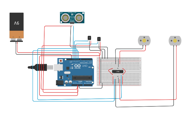 Circuit design Copy of line follower robot - Tinkercad