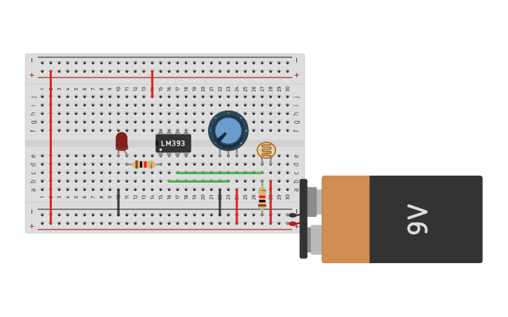 Circuit design Automatic Light Detector using Op-Amp | Tinkercad