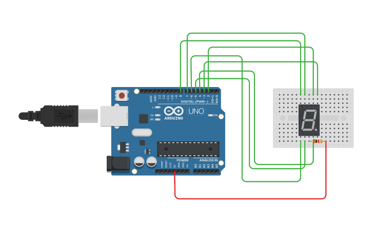 Circuit design 7 Segment - Tinkercad