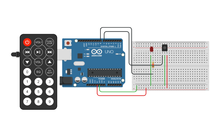 Circuit design LED Bulb using IR Remote - Tinkercad