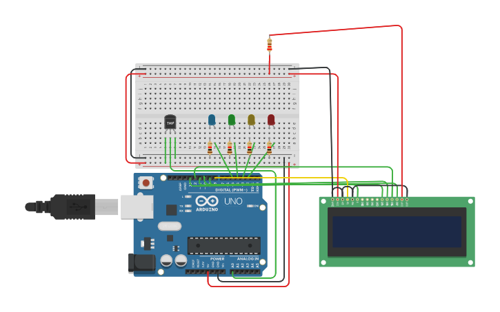 Circuit design 2018073 - Praktikum 9 LM35 | Tinkercad