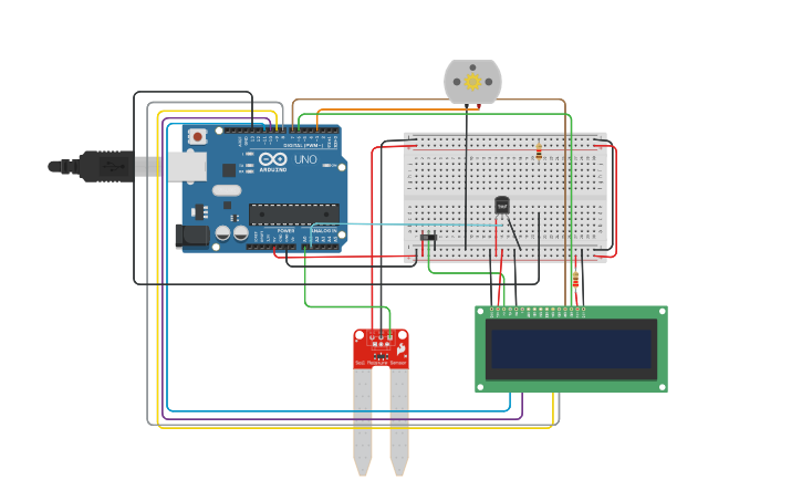 Circuit design Sistema de Riego - Tinkercad