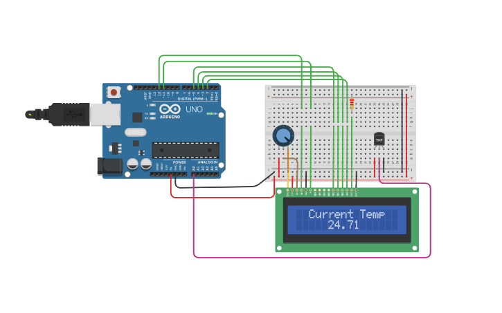 Circuit design Temperature Sensor - Tinkercad