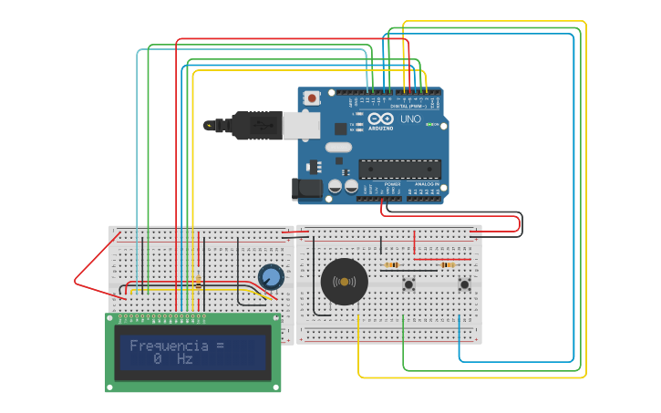 Circuit design Projeto Frequenciômetro | Tinkercad