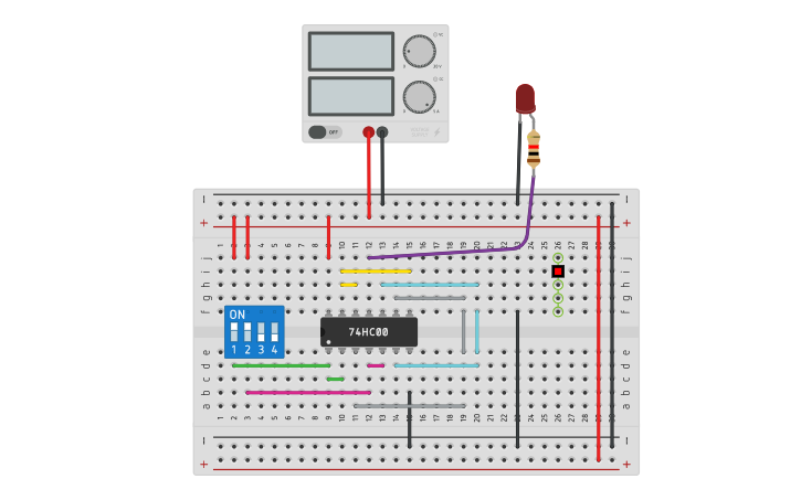 Circuit design NOR USING NAND | Tinkercad