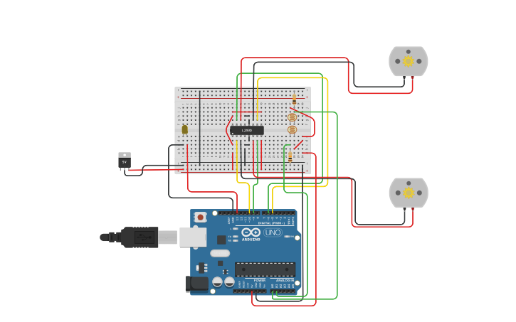 Circuit design Line Following Robot | Tinkercad