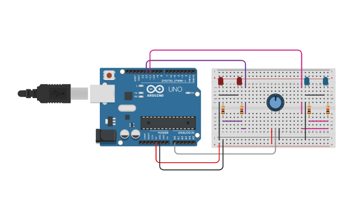 Circuit design Police Strobe - Tinkercad