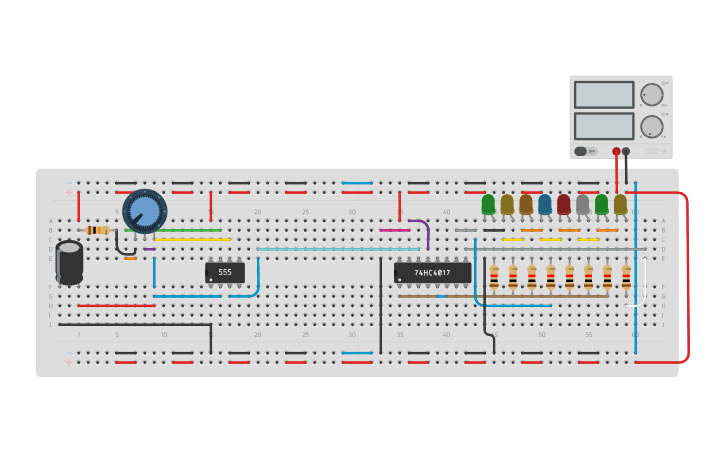 Circuit design Led Chaser - Tinkercad