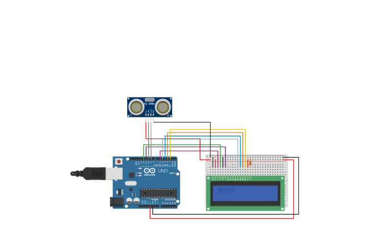 Circuit design Arduino warning sensor - Tinkercad