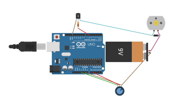 Circuit design Arduino DC Motor - Tinkercad