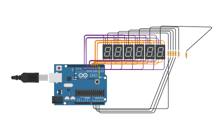 Circuit design Copy of 6-Digit 7-Segment Display Clock | Tinkercad