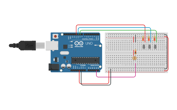 Circuit design E2: Light Detection - Tinkercad