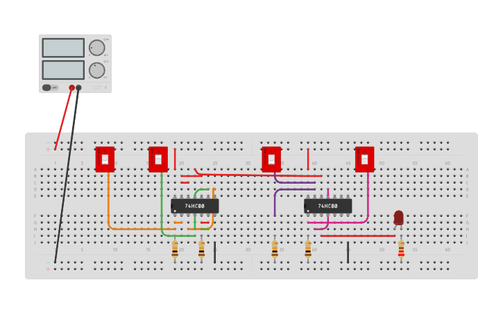 Circuit design NAND EQUIVALENCE - Tinkercad